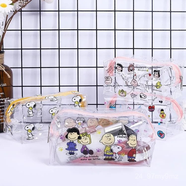 

8pcs/lot Transparent Snoopy Pencil Case High-Capacity Pencil Box Cosmetic Bag Stationery Gift Office School Supplies GZKV