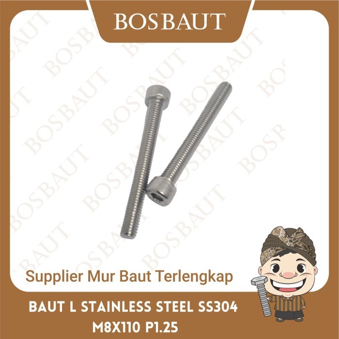 Baut L Stainless SS304 M8X110 P1.25