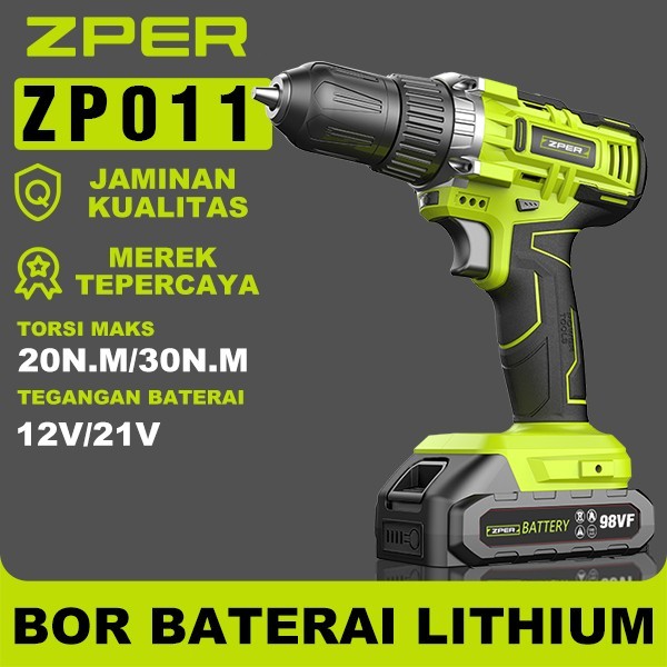 Terlaris ZPER Bor Listrik Mesin Bor Baterai Tangan Cordless Drill Battery Bor Tanpa Kabel Bor