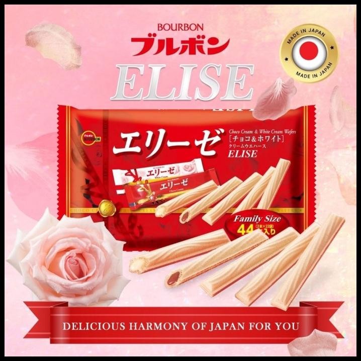 

Bourbon Elise Wafer Jepang 158G Family Size Cream Wafer Choco & White