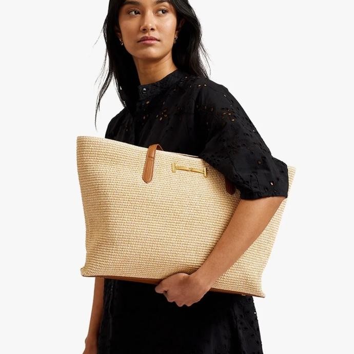 Ted Baker Women'S Edanes Large Woven Zip Tote Bag Wanita - Brown Fredosahala