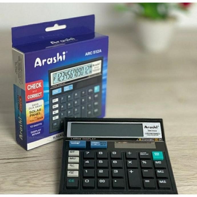 

HRN-813 Arashi Desktop Calculator ARC 512A Kalkulator 12 Digit Check and Corre Premium
