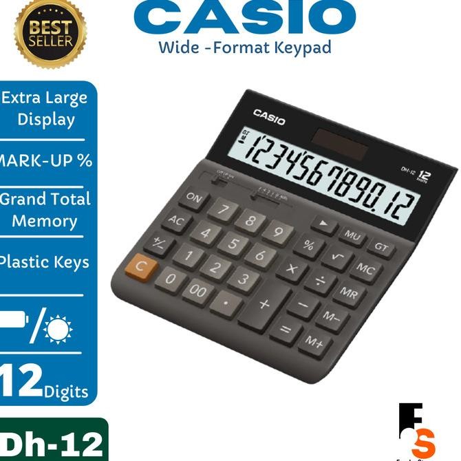 

QIG-1722 Kalkulator Casio Dh-12 Kalkulator Meja Layar Besar Penghitung Pajak Original