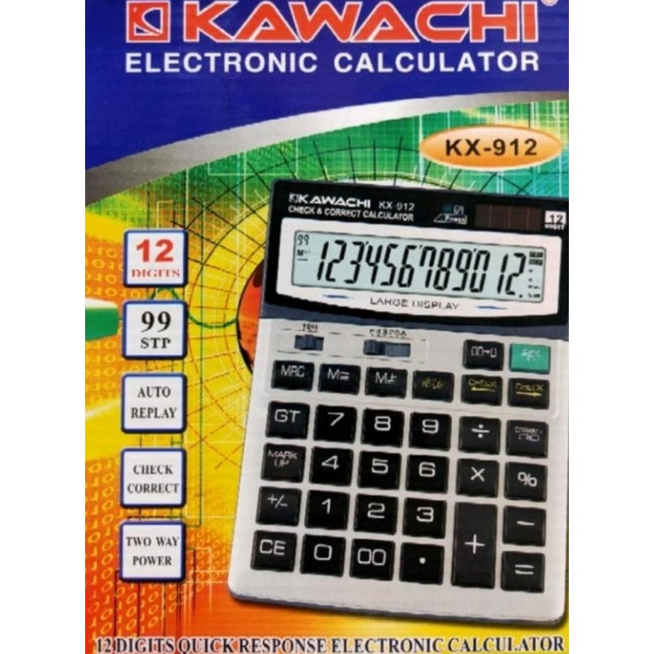 

Oy58 Kalkulator Electronik Large Display 12 Digits KX-912 KAWACHI Murah