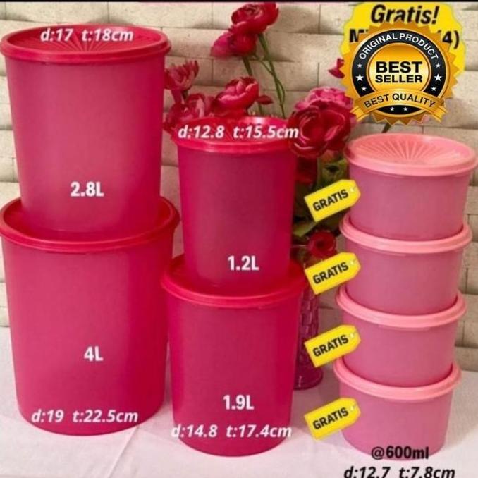 Tupperware Deco Canister Set Free Midi Deco 4Pcs Toples Promo Original Harlannewstore
