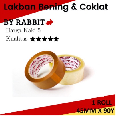 

RABBIT TAPE Lakban 45mm x 90 Yard / Lakban 2 inch x 90 Yard (Kualitas Lakban Daimaru)