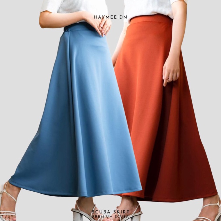 Ready.. HaymeeIDN - Rok Ruffle Scuba Bangkok Ruffle Skirt Premium Rok SEGI 8 Warna Putih dan Hitam