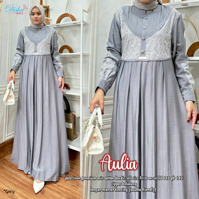 AULIA BY DISHA// Polo linen mix cotton bordir// Bisa COD