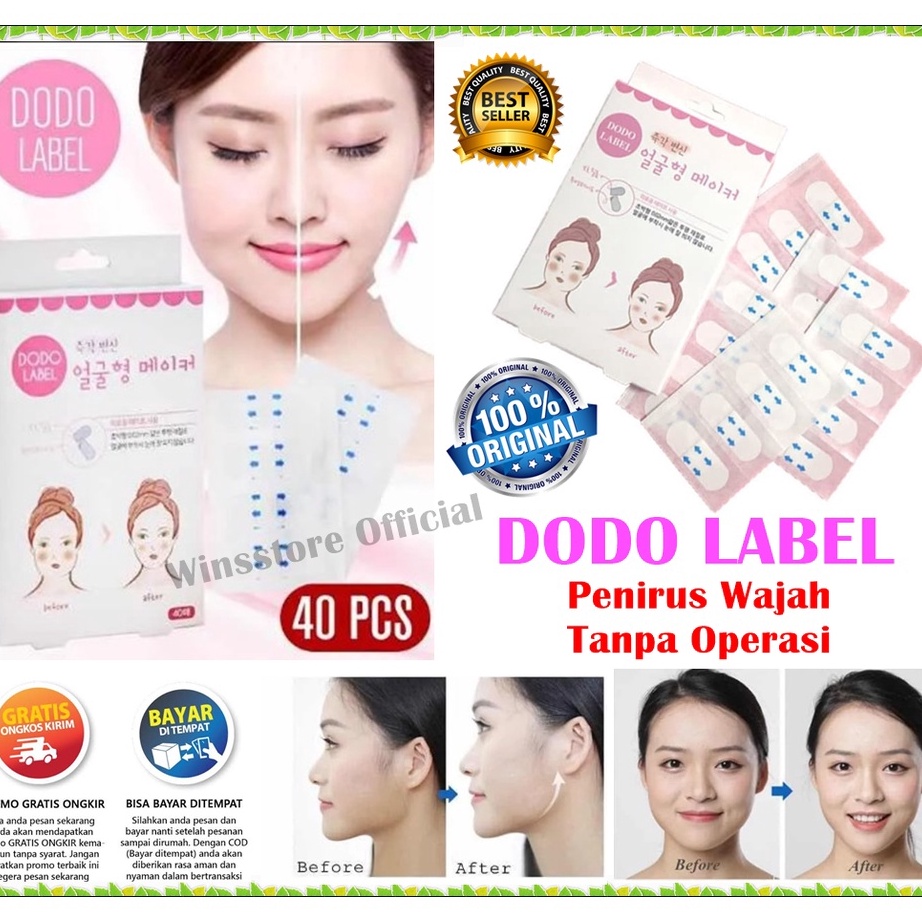 ➞✧✴ [40pcs] Label Stiker Penirus Wajah Tirus Tanpa Operasi - Dodo Label Korea Face Lift Tape For V S