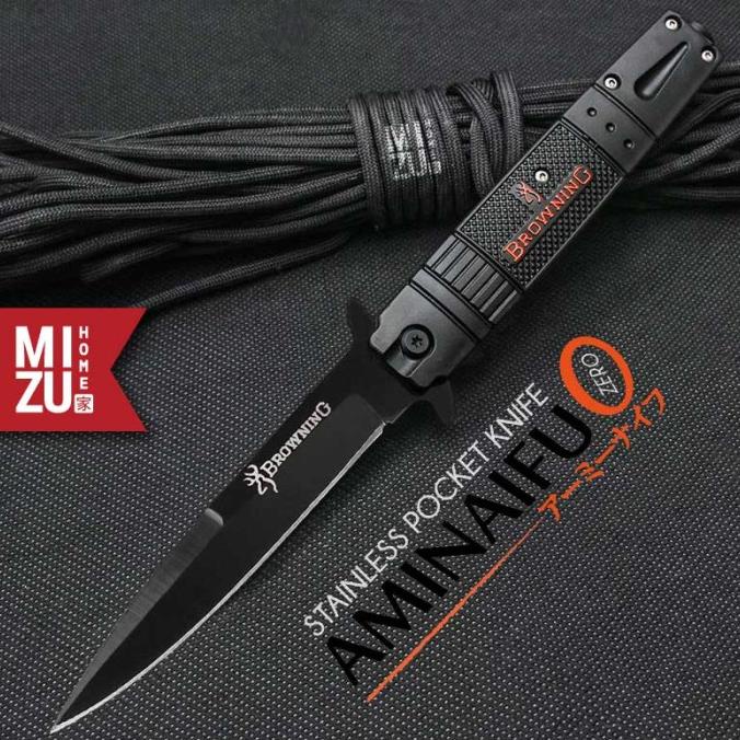 MIZU AMINAIFU-ZERO Stainless Pocket Knife Pisau Saku Lipat BROWNING