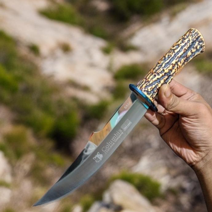 Pisau Colombia SA56 / Knife Knive Stainless Outdoor Corak Batang Kayu