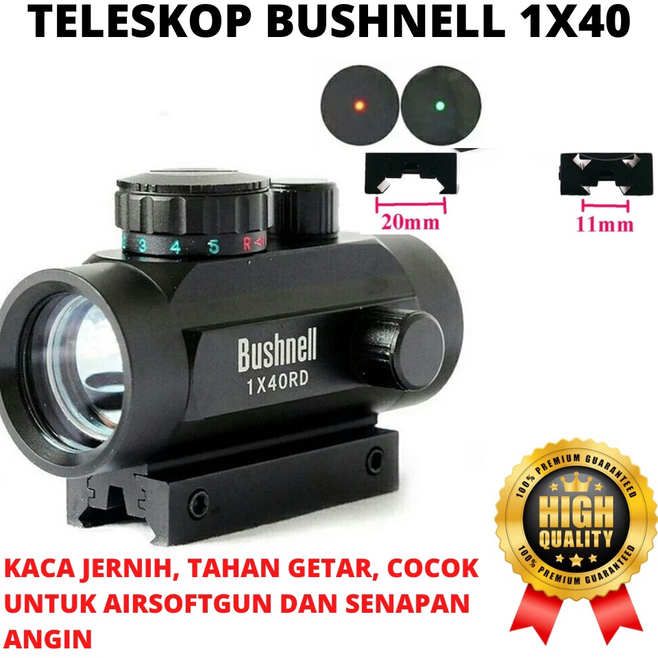 Serba Murah`Red dot 1X40 RD red dot bushnell / Teleskop Bushnell reddot 1x40 green dot holosight met
