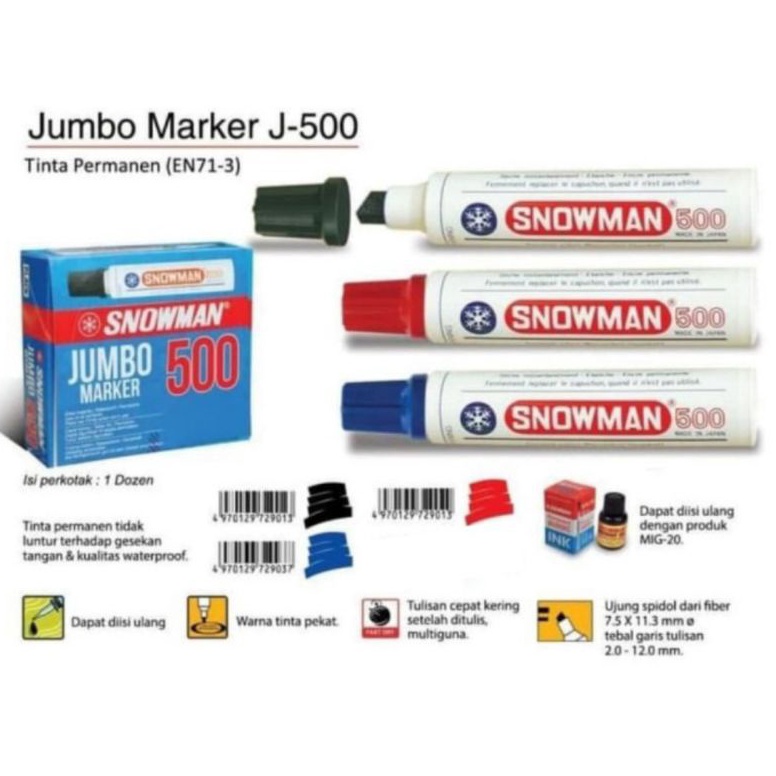 

[CODE BARANG 485WEP] Spidol snowman 500 jumbo permanent Buy Again