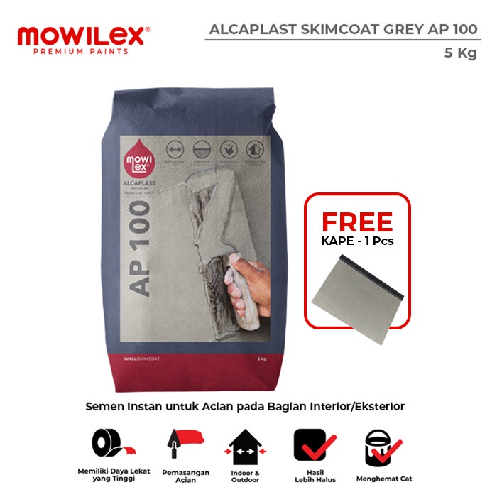 MOWILEX ALCAPLAST SKIMCOAT AP 100 BAHAN BANGUNAN 5 KG