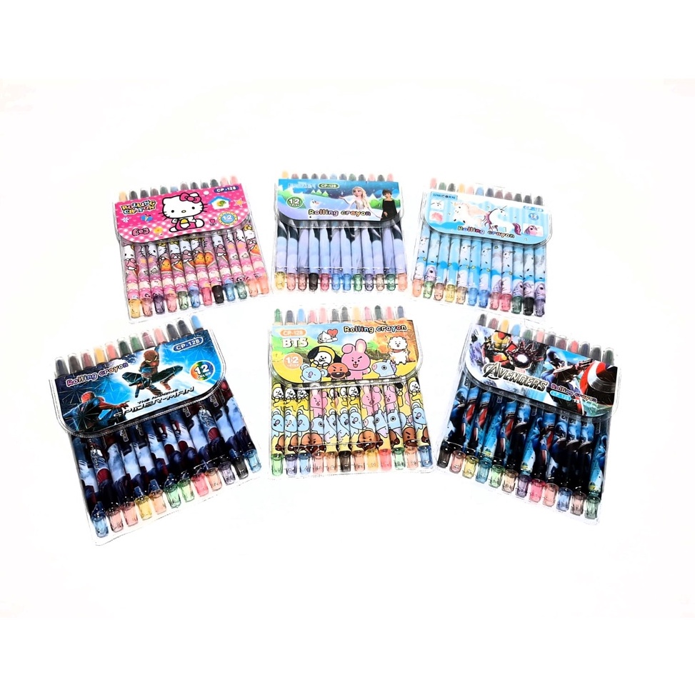 

➨Ready➱ Harga Grosir ( 1set /12pcs /Warna ) Crayon/krayon Putar Motif CP-SQ12S W38