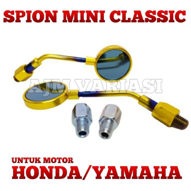 Spion Bulat Cnc Mini Klasik Variasi Motor Honda Yamaha Beat Vario Mio