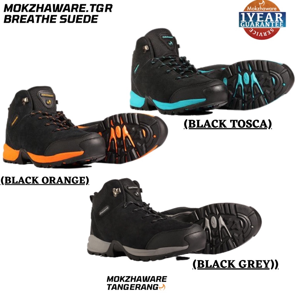 Tren Kekinian.. SEPATU HIKING MOKZHAWARE BREATHE SUEDE | BLACK GREY|BLACK TOSCA|BLACK ORANGE|  GARAN