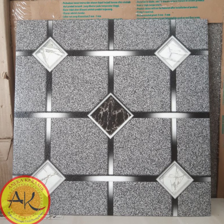 Keramik Lantai Teras Garasi Kasar Matt Motif Hexagon 40x40 Hummer Grey (KODE.  P45U)