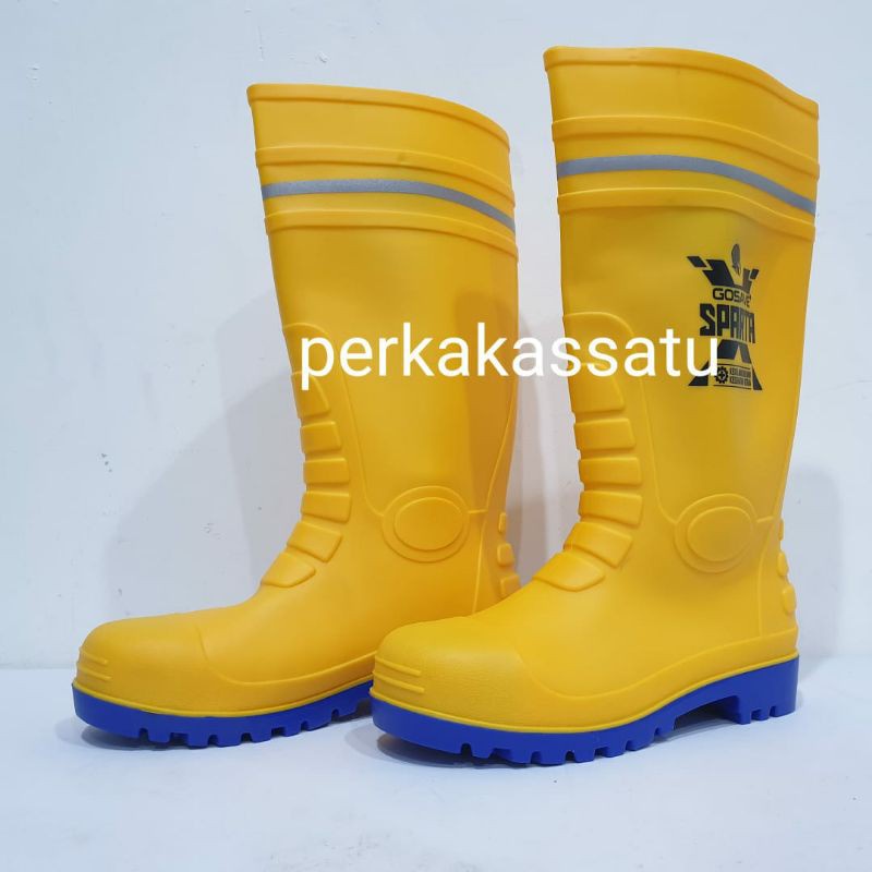 SEPATU BOOT KUNING SAFETY STEEL TOE KEPALA BESI PVC GOSAVE SPARTA X YELLOW SPARTA-X