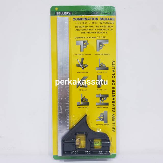 SIKU TUKANG 12" WATERPASS SELLERY 24-401 SERBA GUNA COMBINATION SQUARE