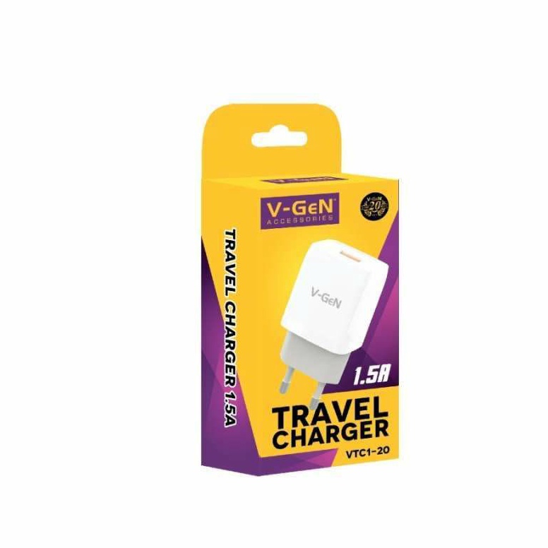 Terdepan7d7Cr Adaptor Charger V-GeN VTC1-20 1.5A 1 Port USB Travel Charger VGEN