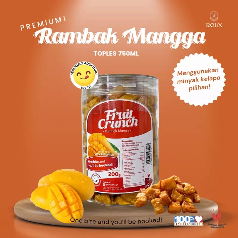 

Keripik Buah Mangga Premium 750ml Fruit Crunch Rambak Mangga