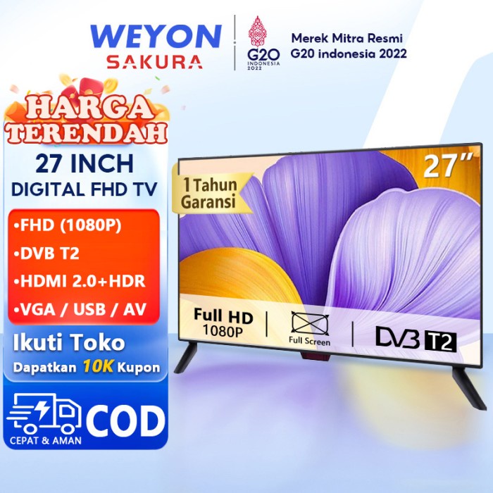 Weyon Tv Digital 24 Inch Tv Led Digital 21/22/24/25/27 Inch Televisi