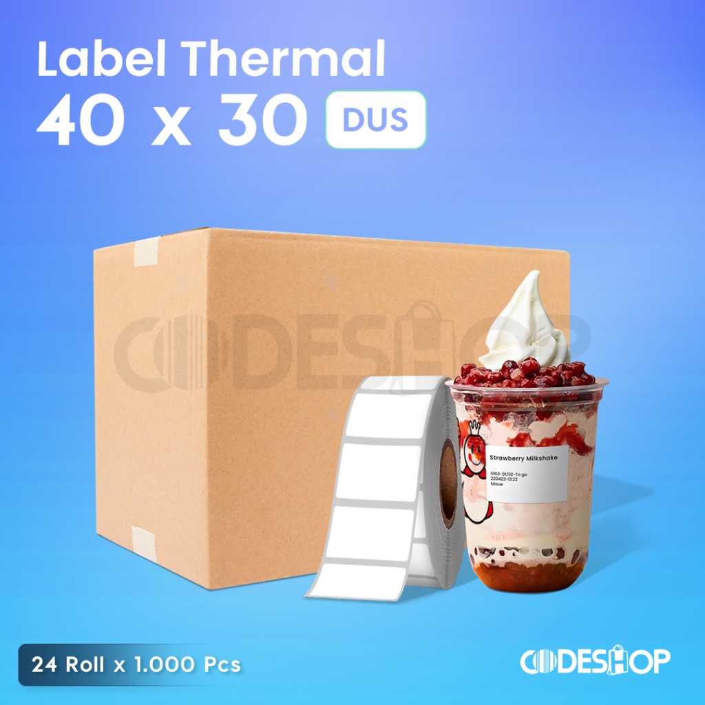 

1 DUS Sticker Label Ukuran 40X30 mm Thermal 40 X 30 Isi 1000 Pcs