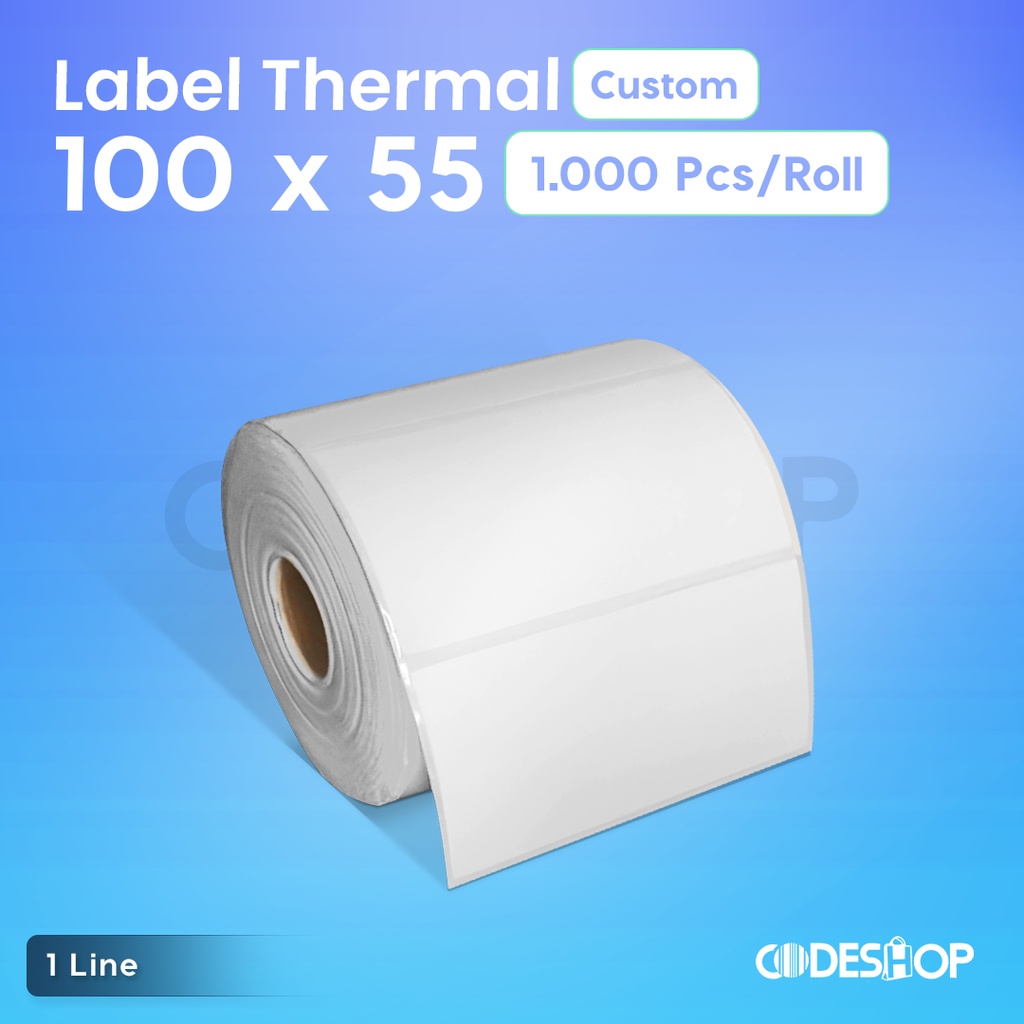 

Custom Label Barcode Thermal 100 x 55 mm isi 1000 Pcs 1 Line