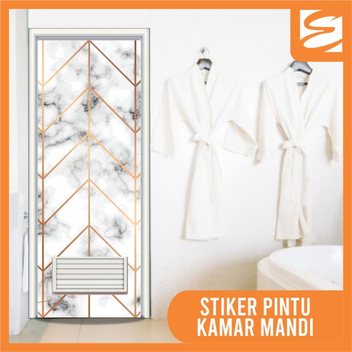 [Wall] Stiker Pintu Kamar Mandi A (62X190Cm) - Marmer (Sticker Pintu Kamar Ma [Lucu]