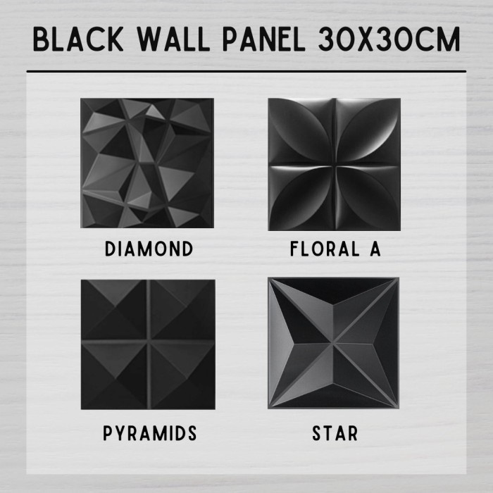 [Wall] 3D Pvc Wall Panel Hitam/Black 30X30 Dinding Home Decor Aestica [Lucu]