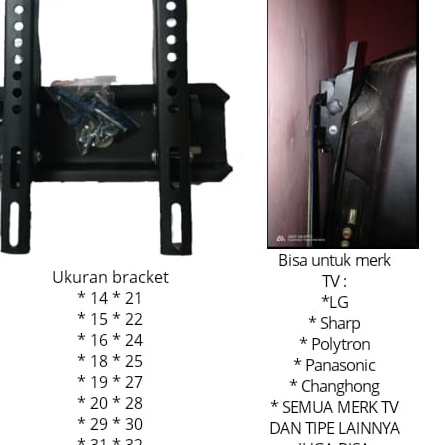 (L13㊛/S♥] FLASH SALE 8.8 Bracket , Breket , Bricket LED TV 14-32 inchi , 14 sampai 32 inchi Kualitas