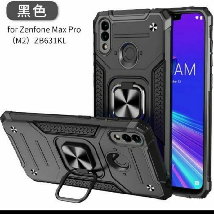 Asus Zenfone Max Pro M2 ZB631KL Soft Case Spigen Iron Armor + Ring