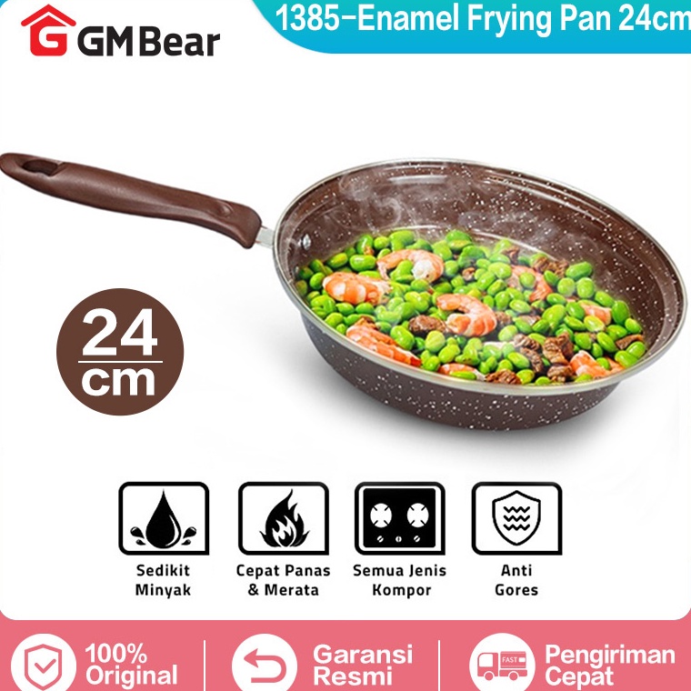 MURAH GM Bear Wajan Penggorengan Enamel 1385  - Frypan Enamel
