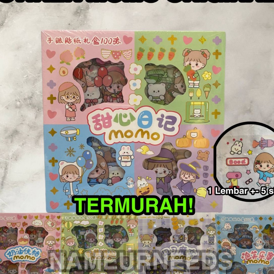 

(♫ X㊖LP> Stiker 2D 100 Lembar Sticker Momo Kartun Korea Lucu Anti Air/ amanaah.