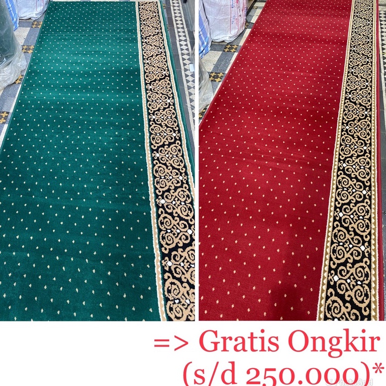 JKQW9482  Karpet Sajadah Masjid 115cm Meteran Tebal Halus Lembut Mushola Custom (Harga per 10 Centim