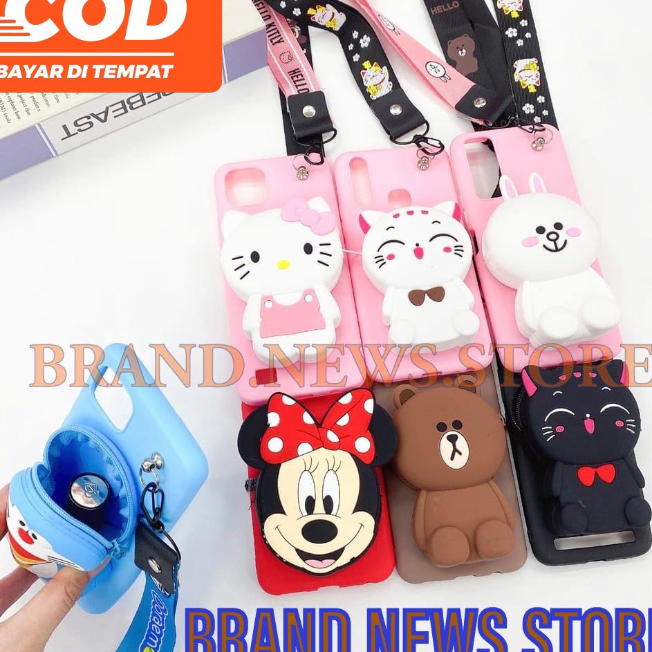 ➶ VIVO Y11 Y12 Y15 Y17 Y12I Y20 Y20I Y20S Y12S Y20S G/SOFT CASE KARAKTER DOMPET + GANTUNGAN TALI HP 