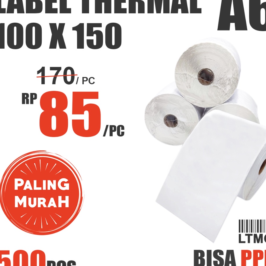 

[☛ X❣NQ) Label Barcode MURAH 100 x 150 A6 kertas stiker thermal 500 pcs- kekiniian!