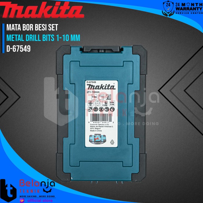 Makita Mata Bor Besi HSS-G Set 19 Pcs Metal Drill Bits 1-10 MM D-67549 keren