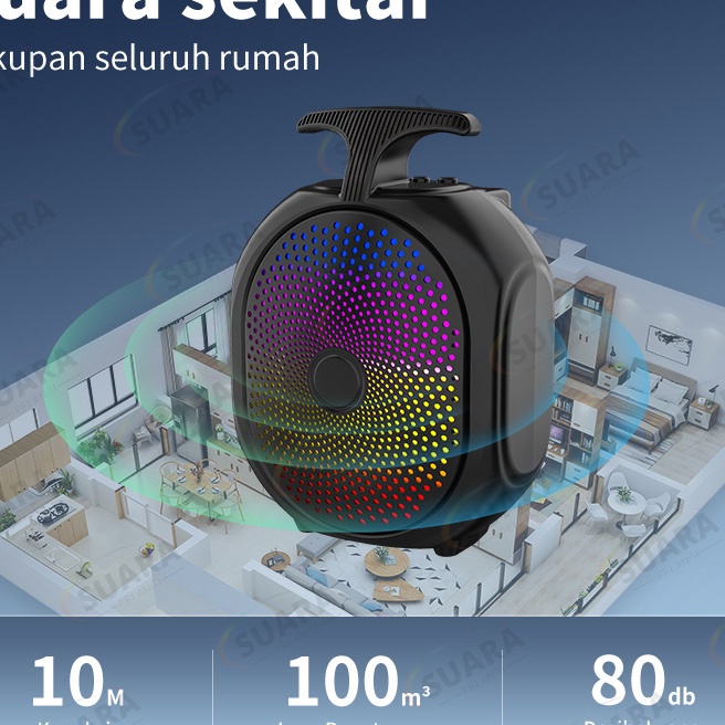 [W-I♫ご13> 【Garansi 3 bulan】Speaker Bluetooth bass besar portable dengan super bass berat yang nyaman