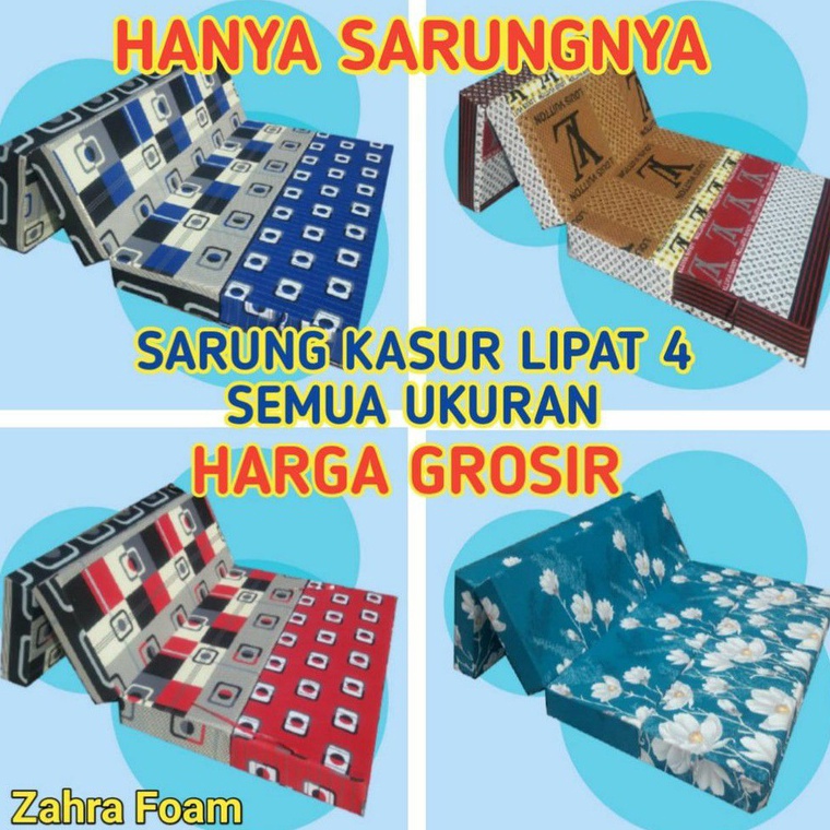 MENARIK Sarung kasur busa lipat 4 Tebal 5, 10, 15 Dan 20 cm/ Cover Kasur Busa Inoac/ Sprei Resleting