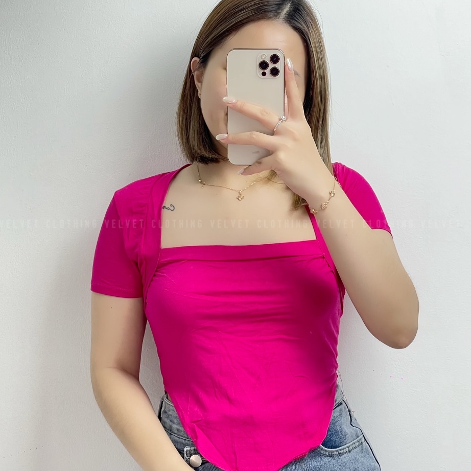 New VELVET Atasan Square Neck Oval Polos / Blouse Square Neck Korean / Crop Top Oval / Crop Top Squa