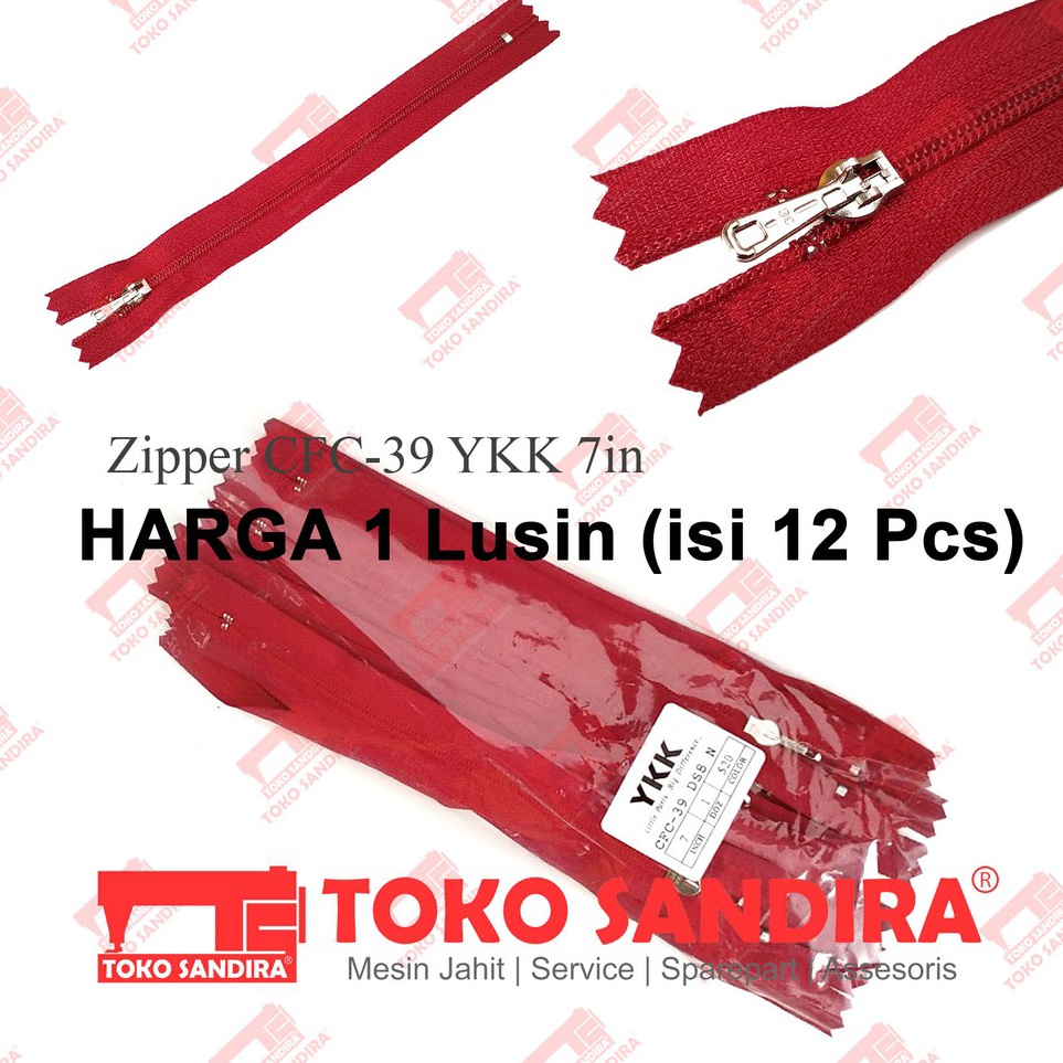 Diskon JLi Zipper-resleting YKK CFC 39 7 inch kepala besi - (Harga 1 Lusin) ✧ R £