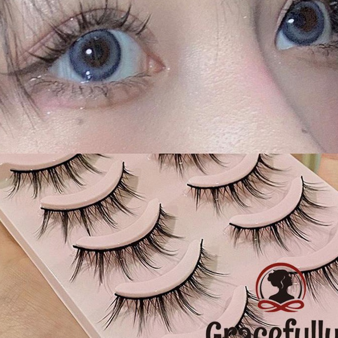 [V-N✔✮1) [COD]5 Pasang 1 Set- Bulu Mata Palsu Korea Natural Soft False Eyelashes/ Bulu Mata Palsu Na