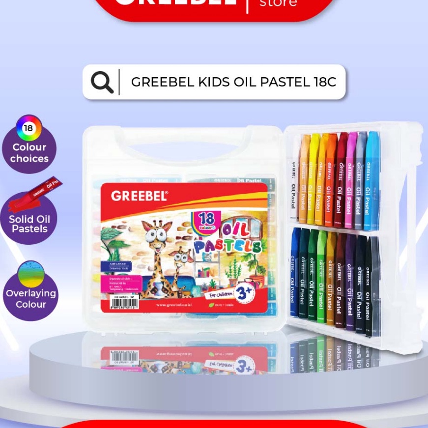 

(㊛ ♥L11V) GREEBEL Crayon Krayon Kids Oil Pastel 18 Warna (18C) tdk berdebu cerah utk anak sekolah art& tdk beracun super.kerren.