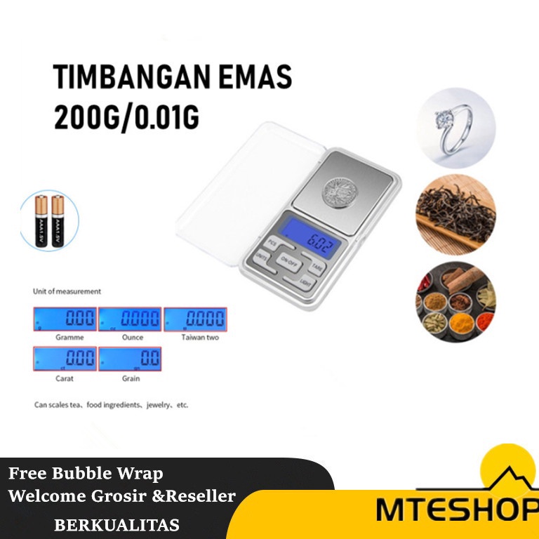 TERBAIK MTE Timbangan Mini Digital (Emas/Perhiasan/Pocket Scale)