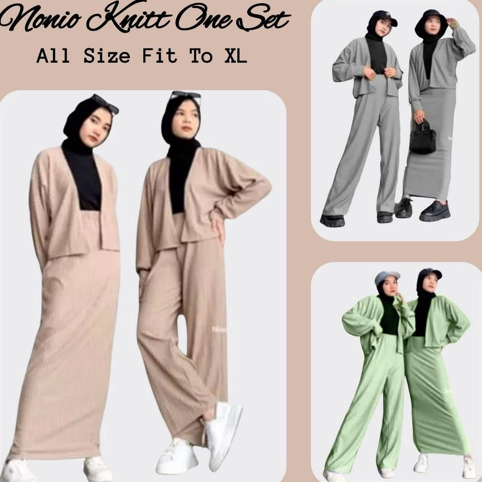 Paling Laris.. Charyatink - One set OOTD Wanita Setelan EVI Nonio Knit Premium Up to XL ( CELANA + R