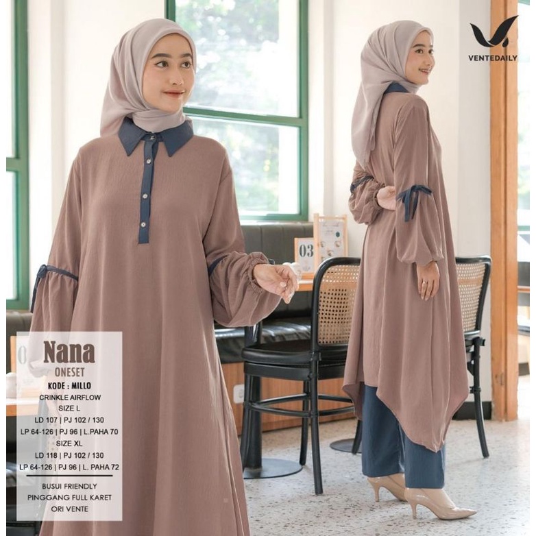 NANA ONE SET/ SETELAN TUNIK CELANA POLOS ORI VENTE