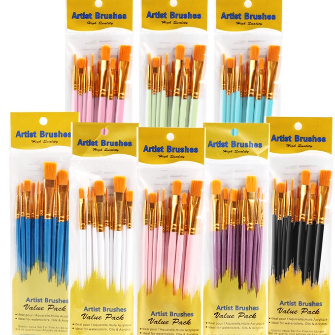 

[JX✪.5➤] 1 SET 10PCS KUAS LUKIS / SET KUAS MELUKIS CAT AIR, ACRYLYC DLL / PAINTING BRUSH BSlaangsung.kirim..