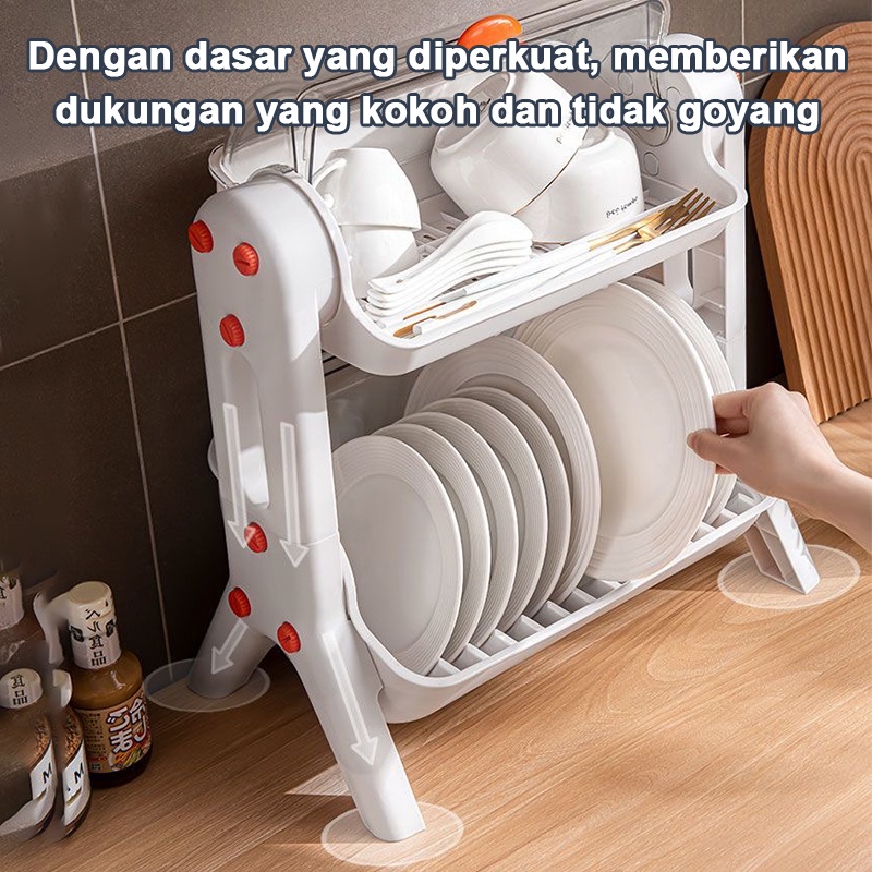 Rak Piring Tertutup Plastik 2 Susun Lemari Piring Rak Dapur Nimalis Tempat Piring Anti Debu
